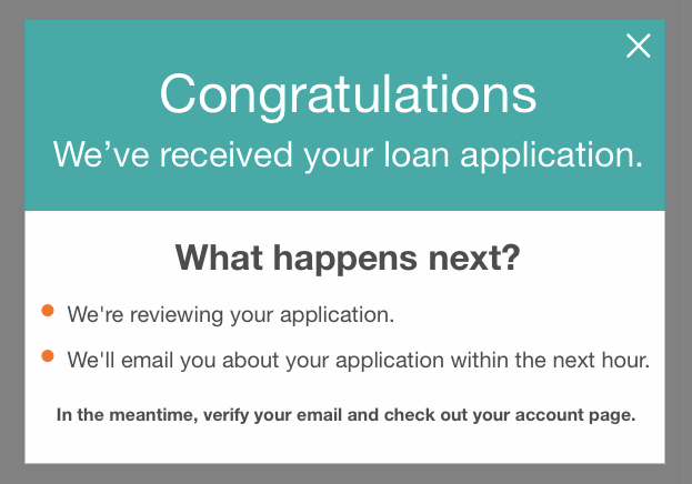 Prosper Loans Application Confirmation